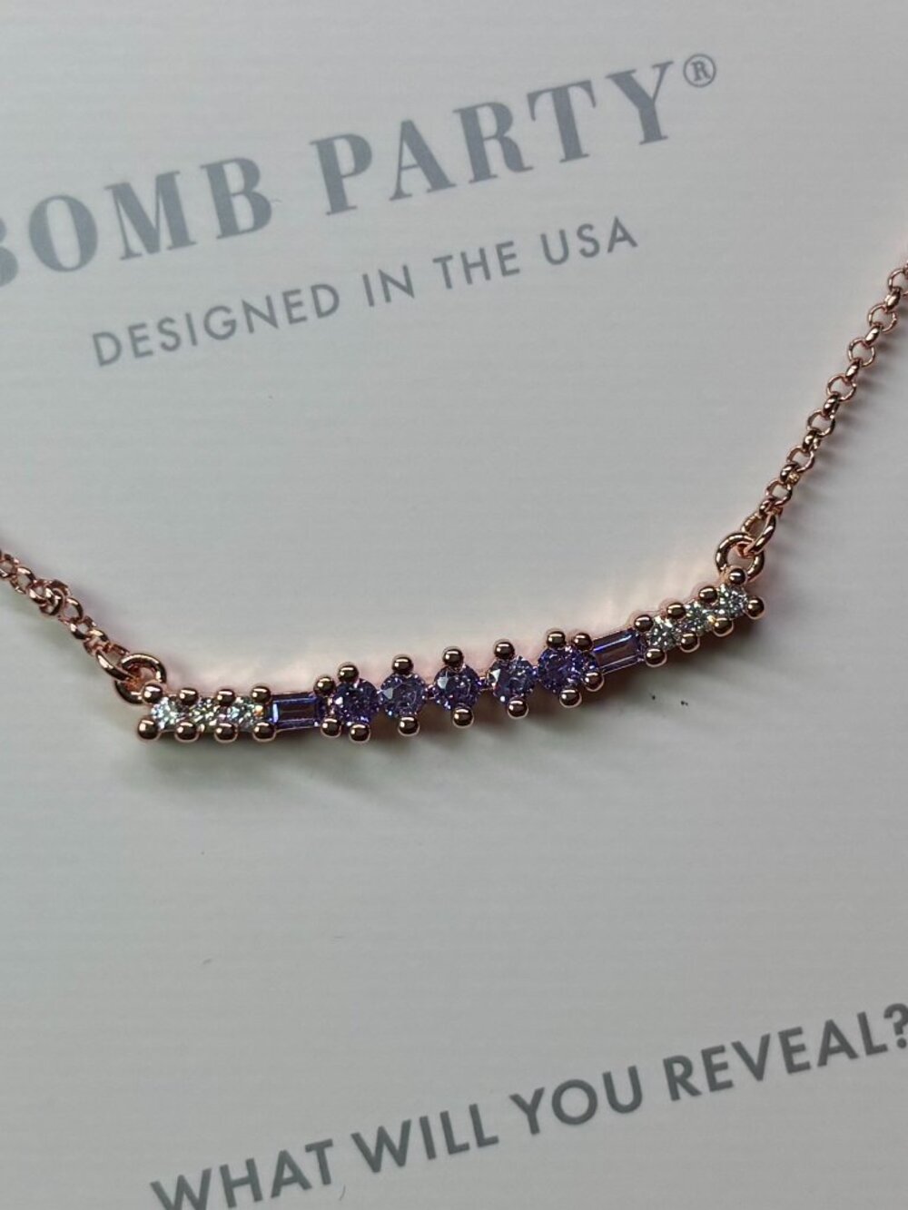 Bomb Party "The Madison Necklace" Violet CZ Luxury Necklace RBP4906 MSRP $126